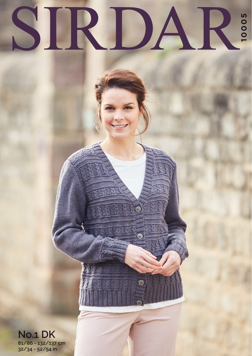 Sirdar 10005 Cardigan in No.1 DK pattern cover