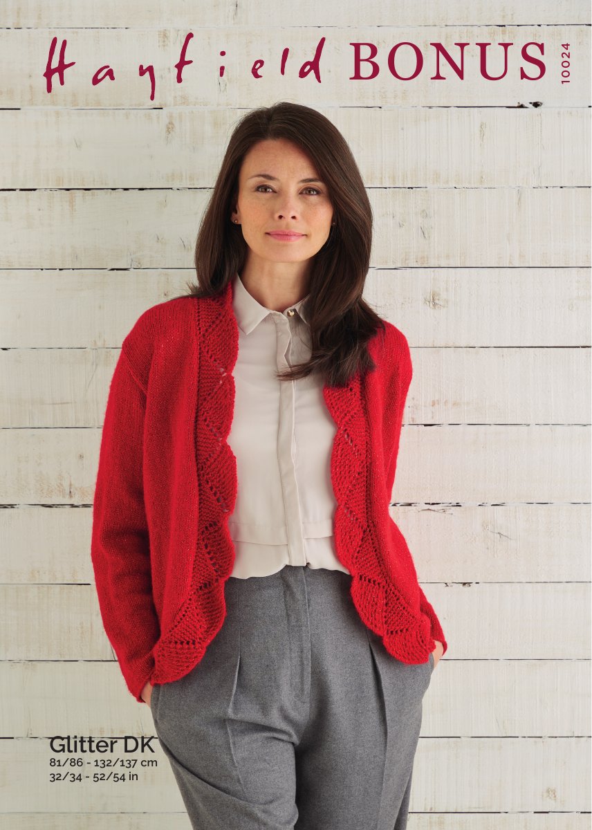 Hayfield 10024 Cardigan in Bonus Glitter DK pattern cover