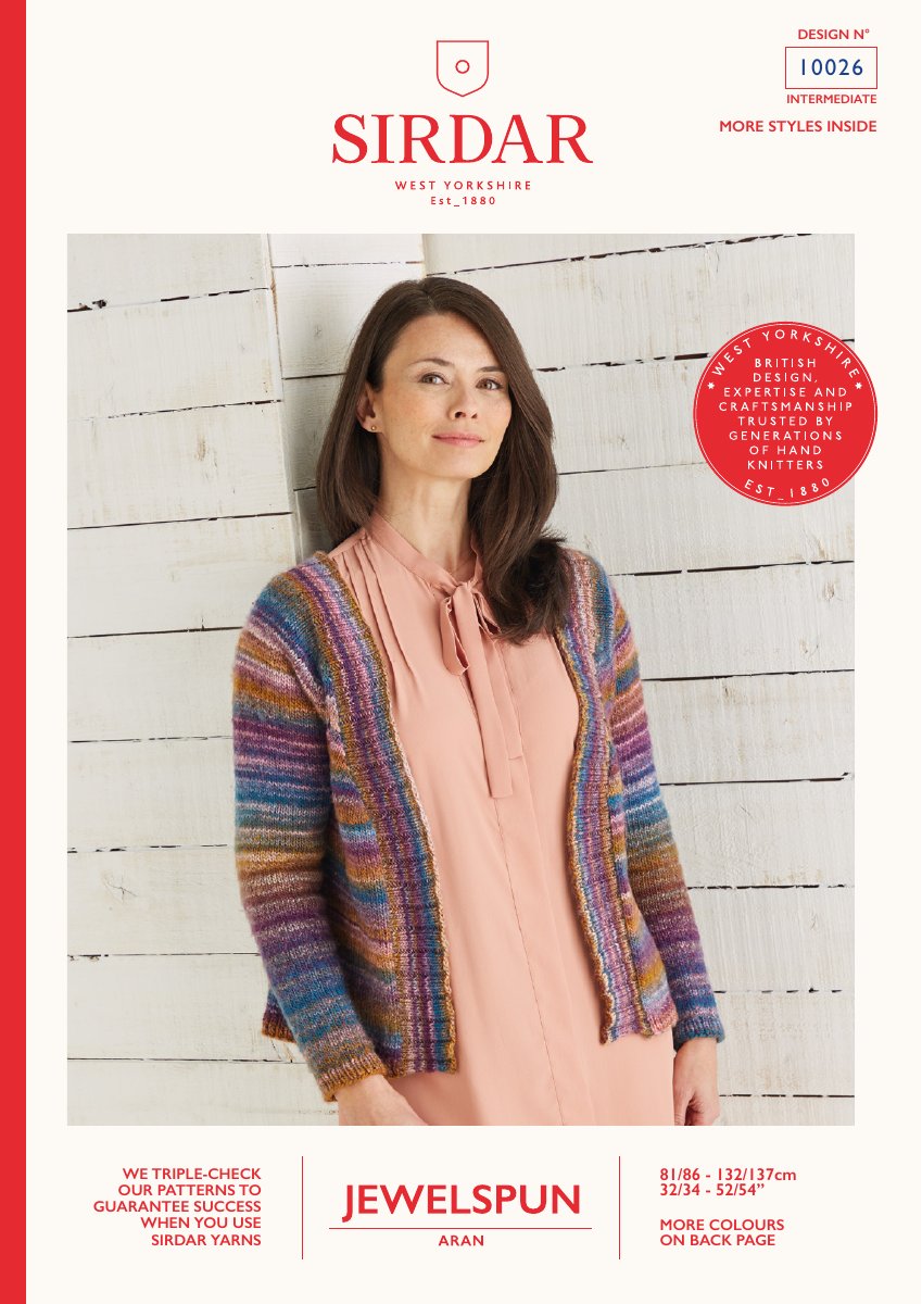 Sirdar 10026 Cardigan in Jewelspun Aran pattern cover