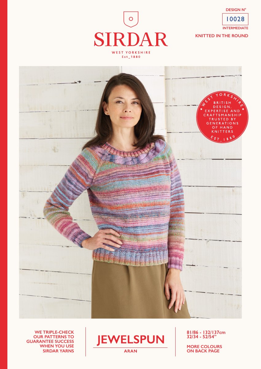 Sirdar 10028 Sweater in Jewelspun Aran pattern cover