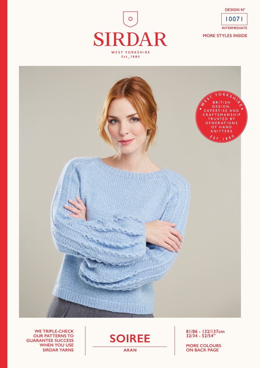 Sirdar 10071 Sweater in Soiree Aran pattern cover