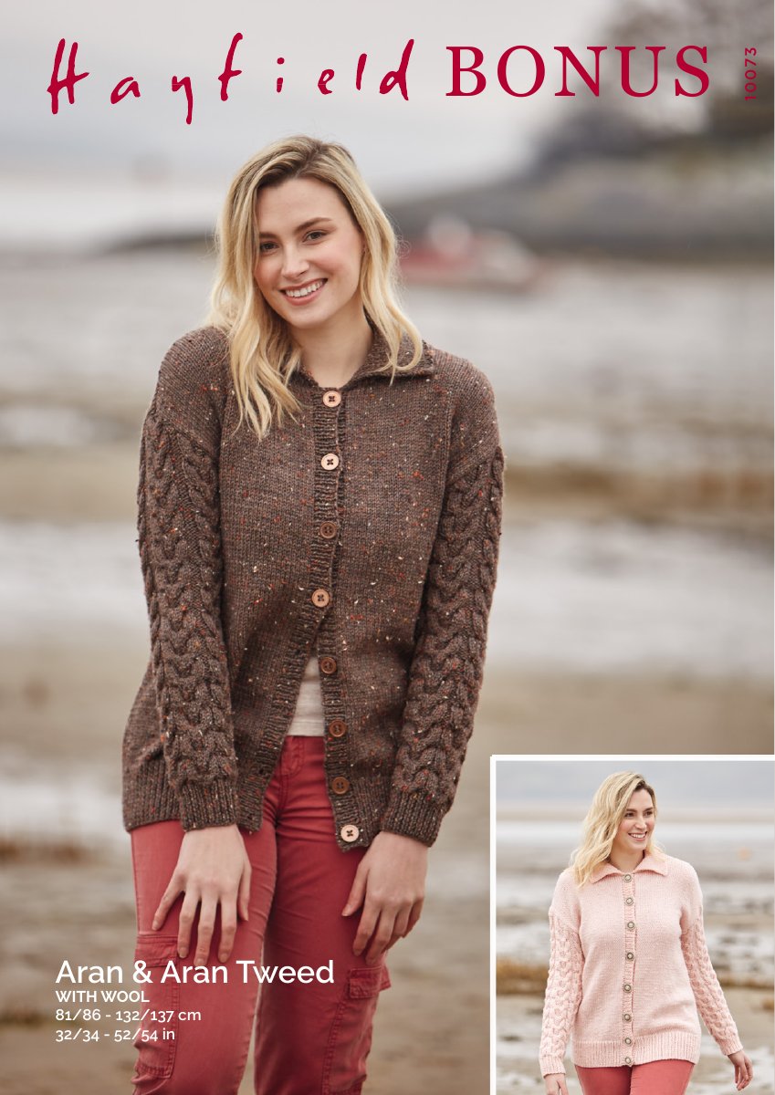 Hayfield 10073 Cardigan in Bonus with Wool Aran pattern cover