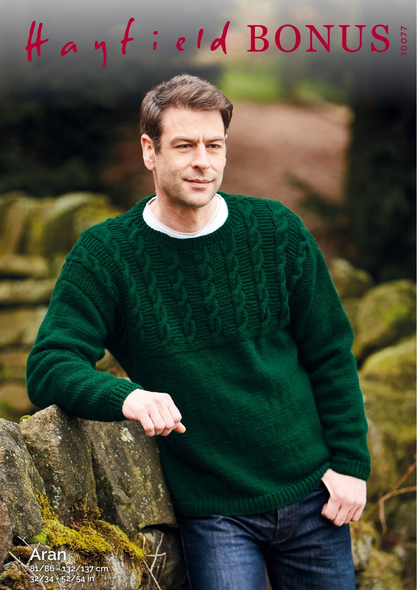 Hayfield 10077 Sweater in Bonus Aran pattern cover