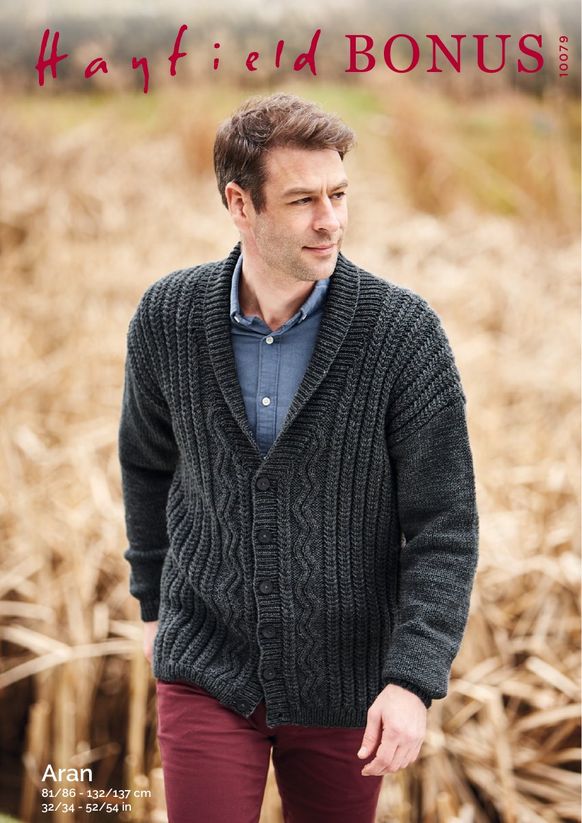 Hayfield 10079 Cardigan in Bonus Aran pattern cover