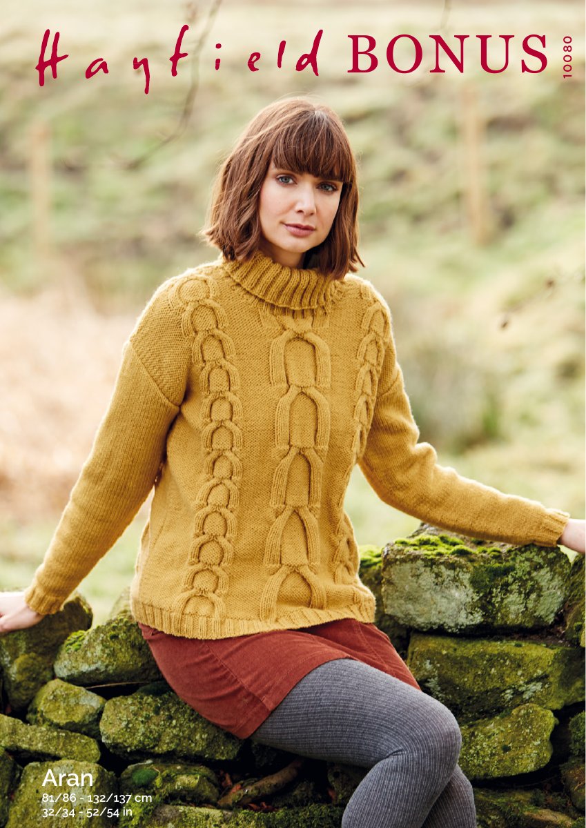 Hayfield 10080 Sweater in Bonus Aran pattern cover
