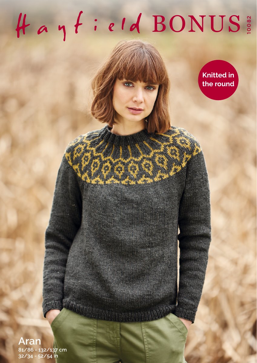 Hayfield 10082 Sweater in Bonus Aran pattern cover