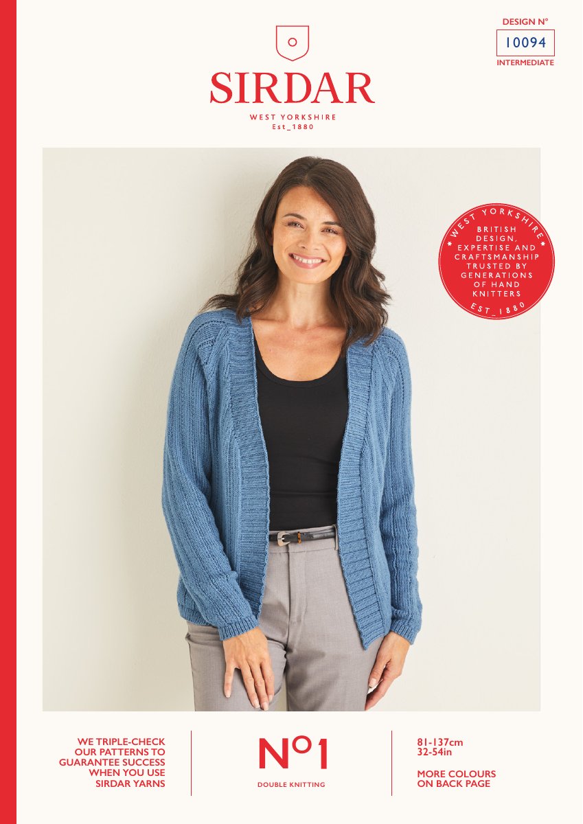 Sirdar 10094 Cardigan in No.1 DK pattern cover