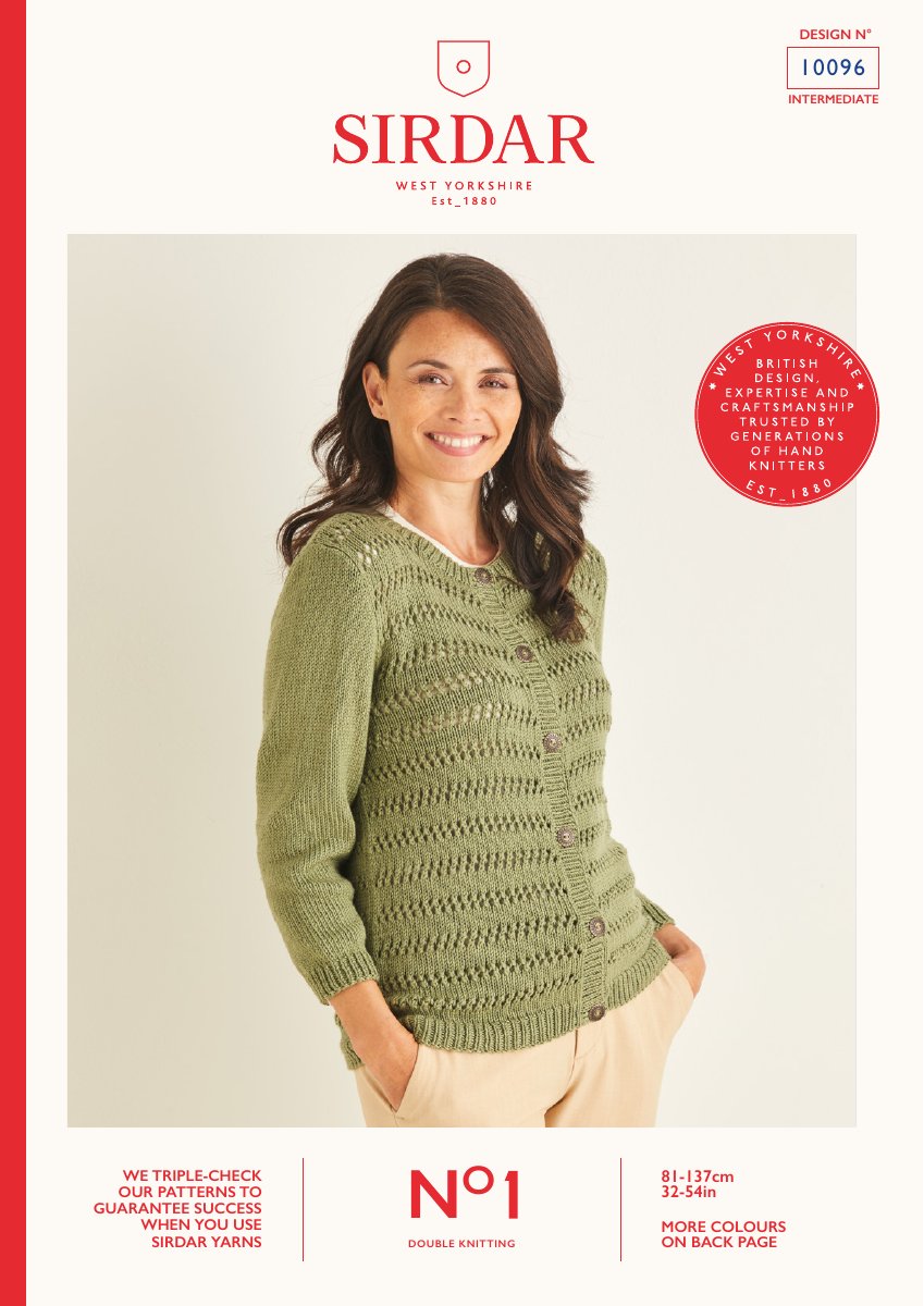 Sirdar 10096 Cardigan in No.1 DK pattern cover