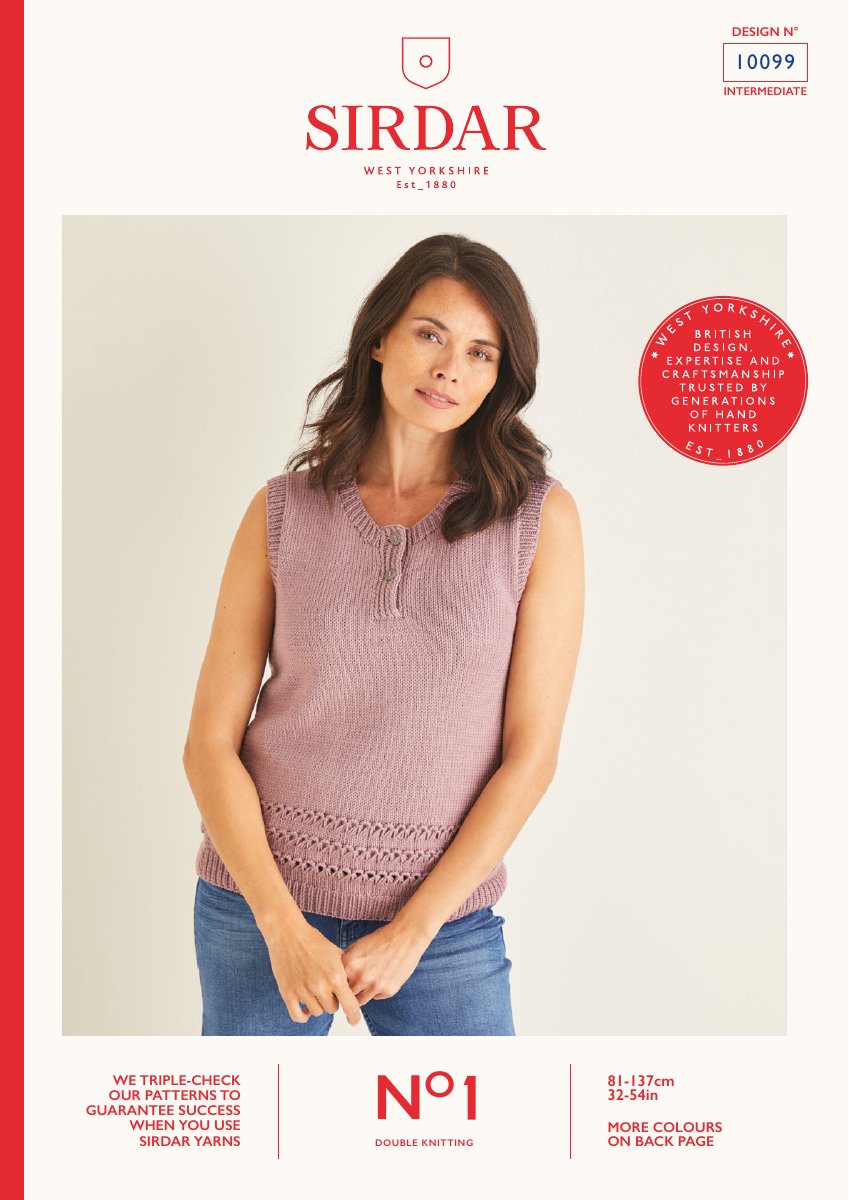 Sirdar 10099 Top in No.1 DK pattern cover