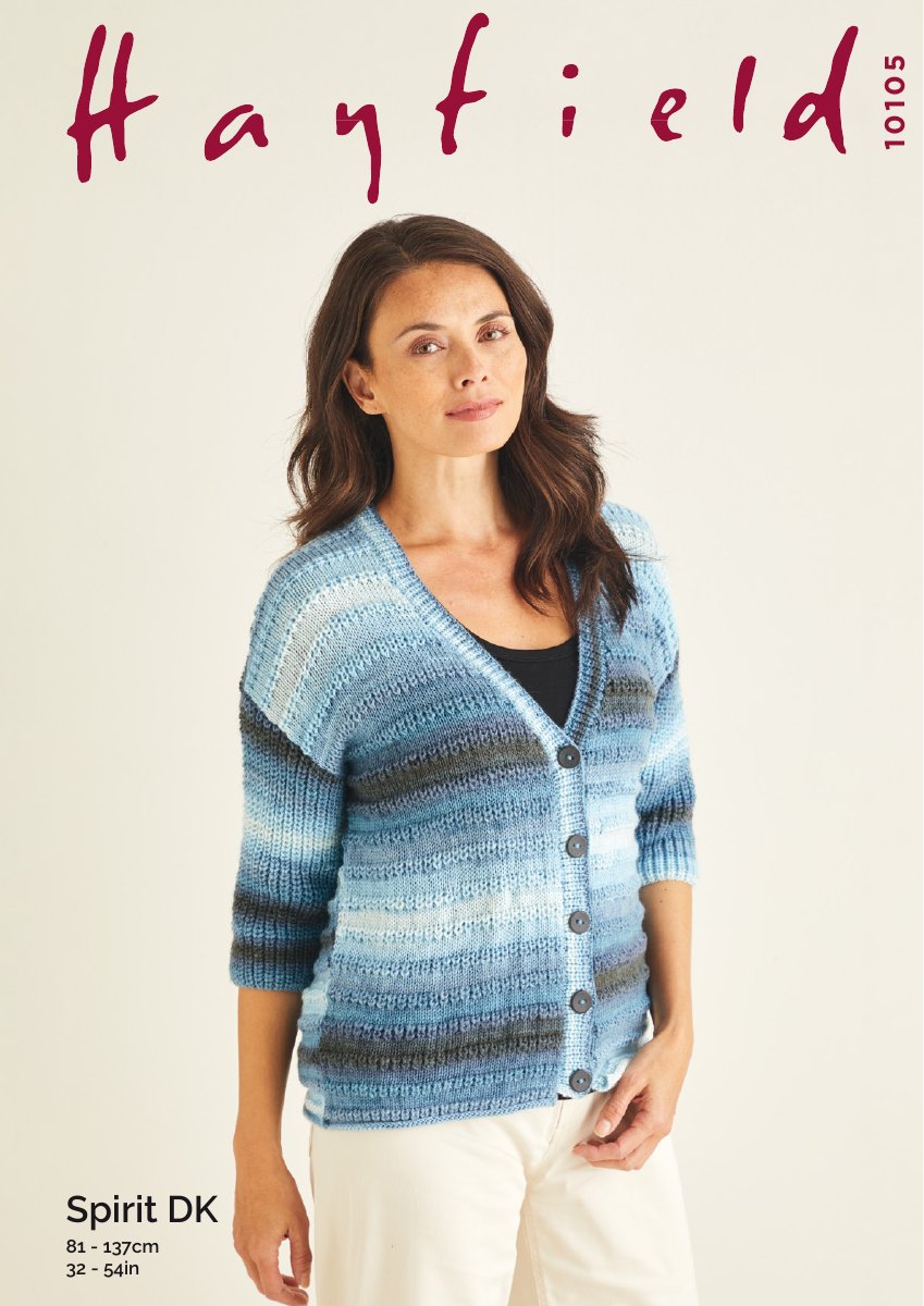Hayfield 10105 Cardigan in Spirit DK pattern cover