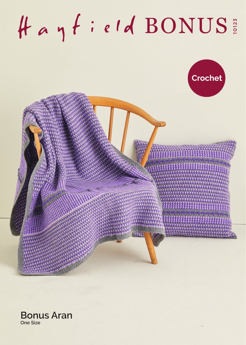 Hayfield 10123 Blanket in Bonus Aran pattern cover