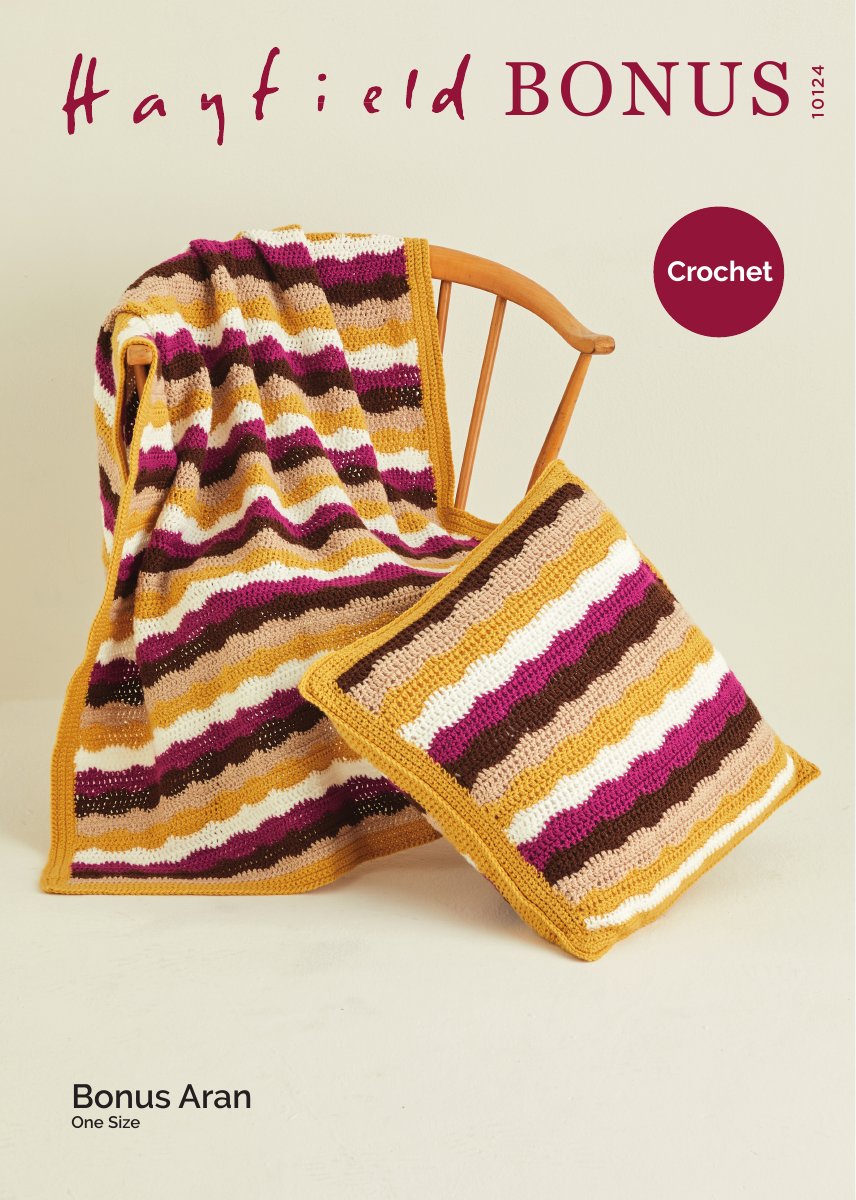 Hayfield 10124 Blanket in Bonus Aran pattern cover