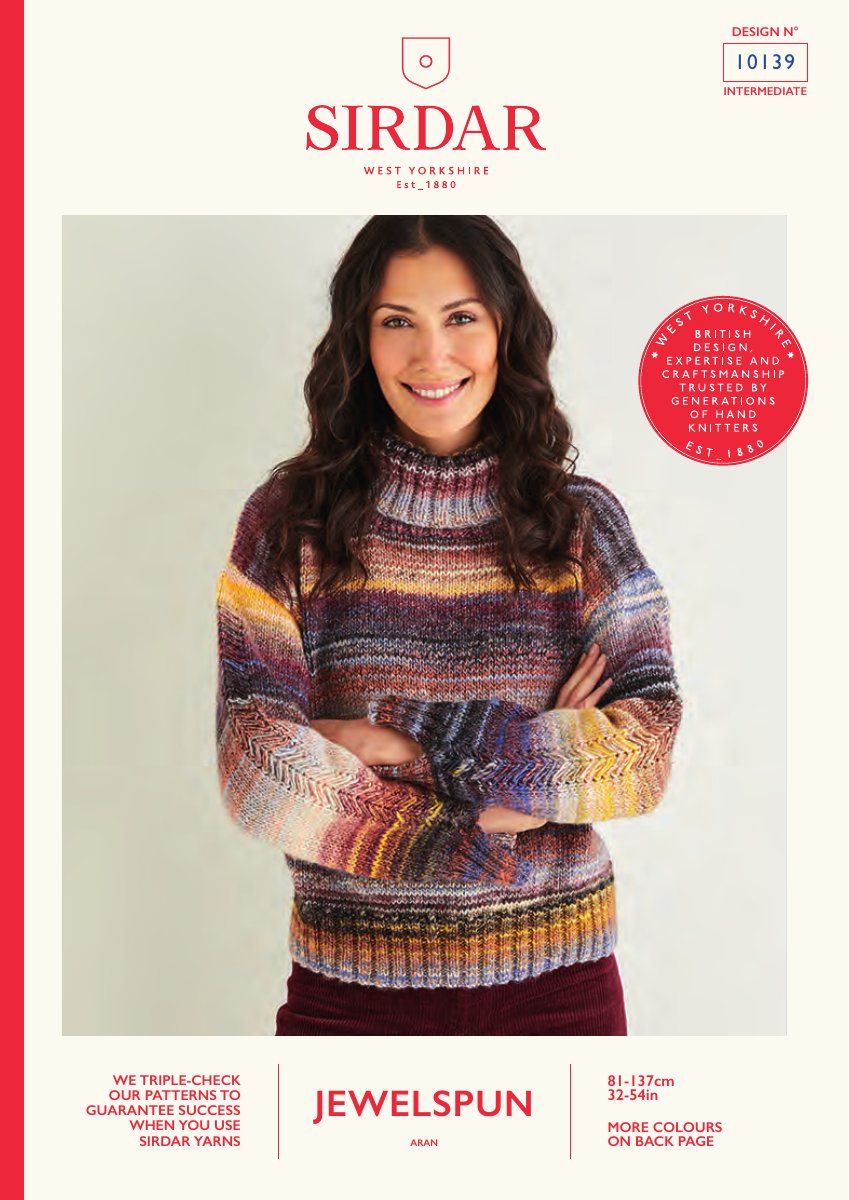 Sirdar 10139 Sweater in Jewelspun Aran pattern cover