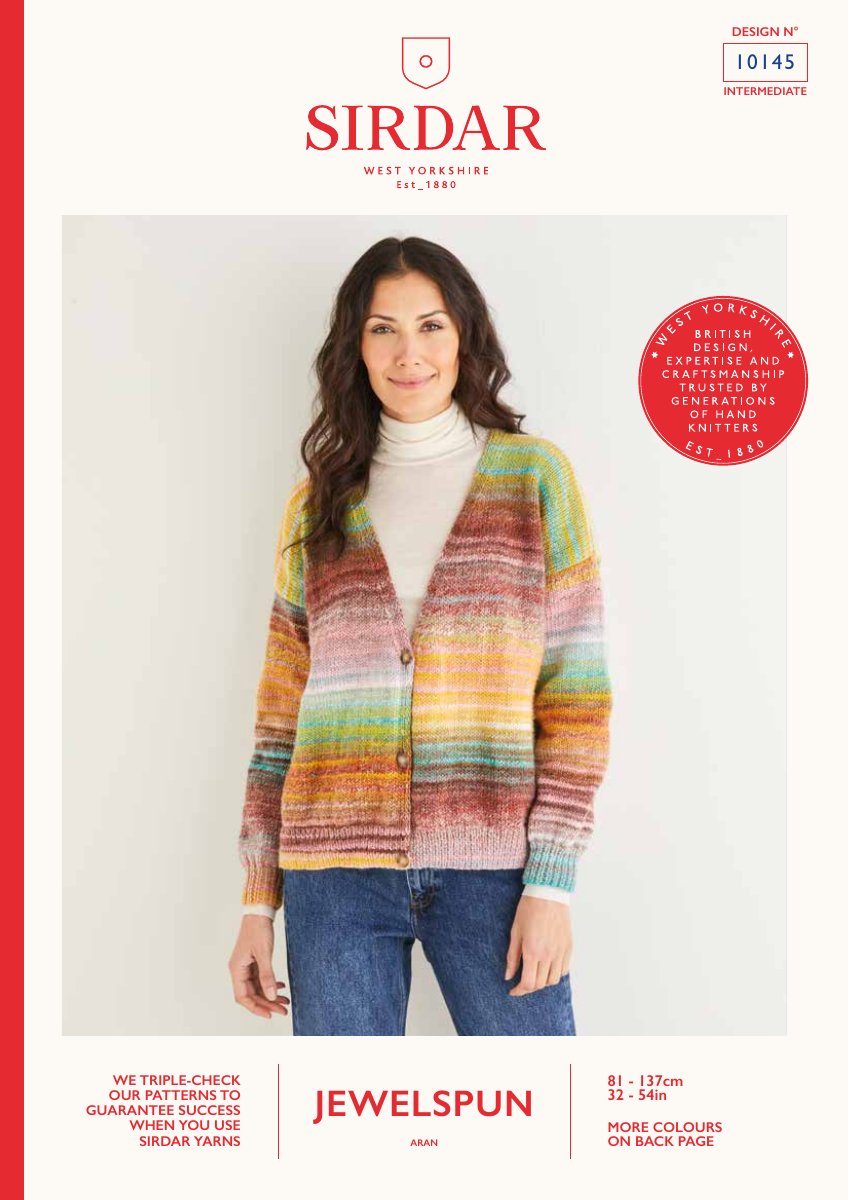 Sirdar 10145 Cardigan in Jewelspun Aran pattern cover
