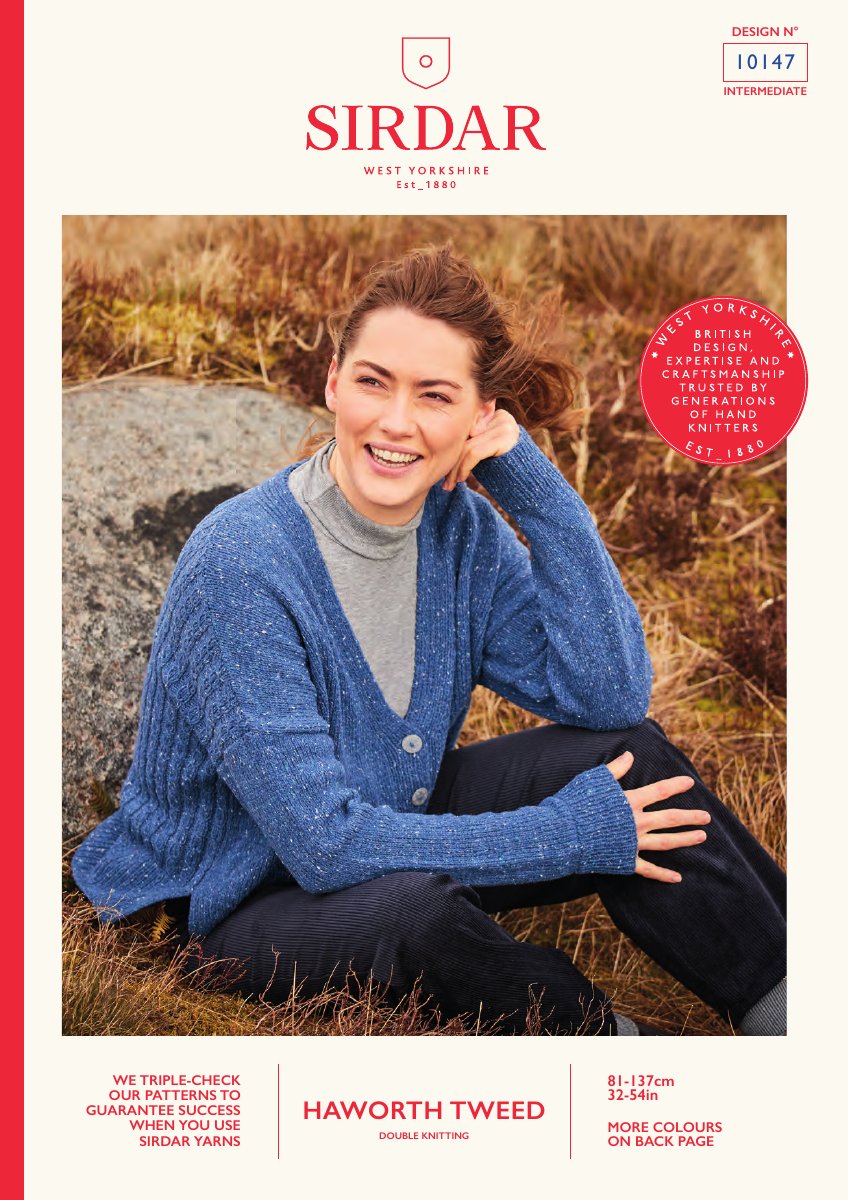 Sirdar 10147 Cardigan in Haworth Tweed DK pattern cover