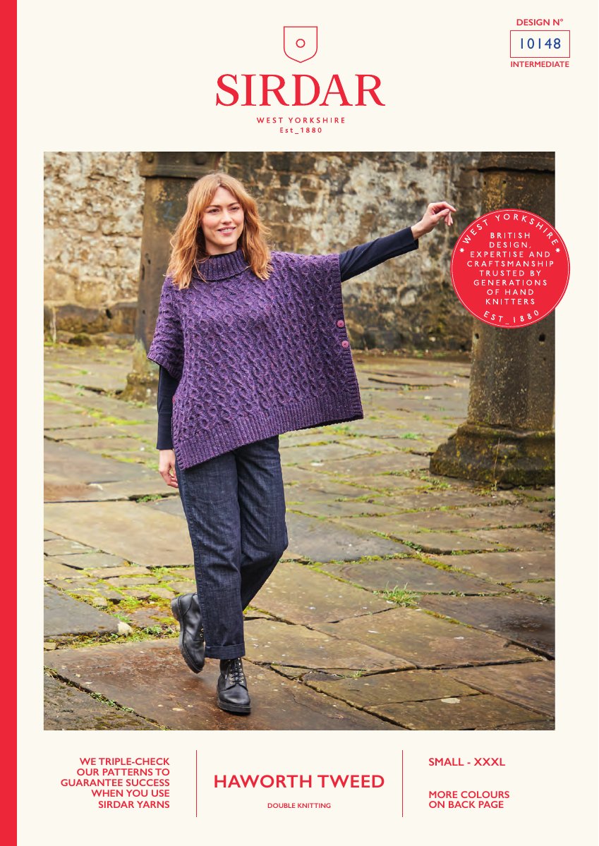 Sirdar 10148 Poncho in Haworth Tweed DK pattern cover