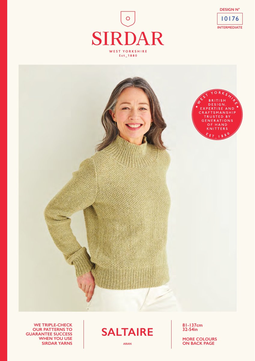 Sirdar 10176 Sweater in Saltaire Aran pattern cover