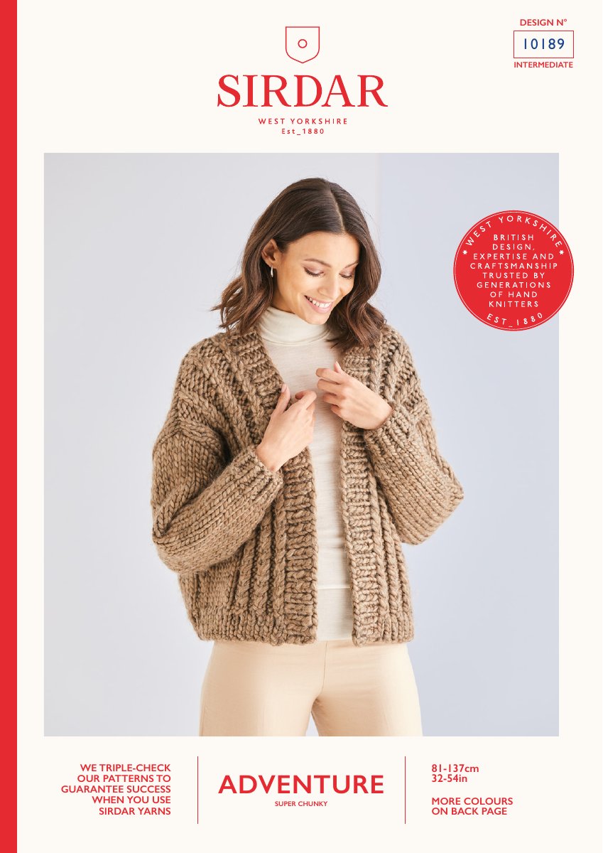 Sirdar 10189 Cardigan in Adventure Super Chunky pattern cover