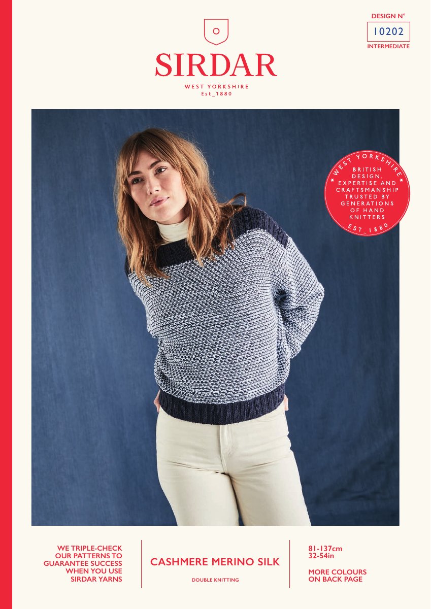 Sirdar 10202 Pattern in Cashmere Merino Silk DK pattern cover
