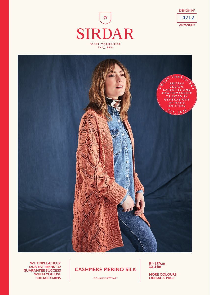 Sirdar 10212 Cardigan in Cashmere Merino Silk DK pattern cover