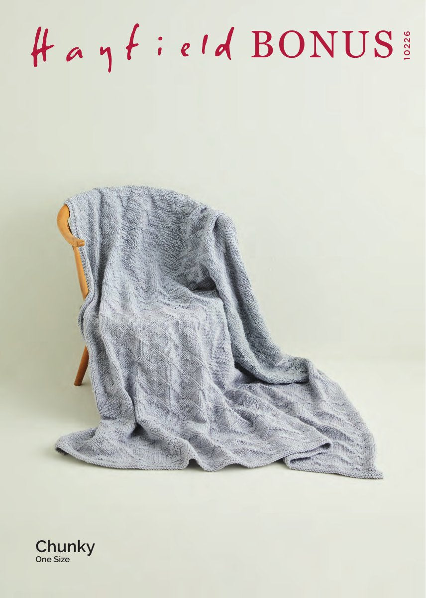 Hayfield 10226 Reversible Diamond Blanket in Bonus Chunky pattern cover