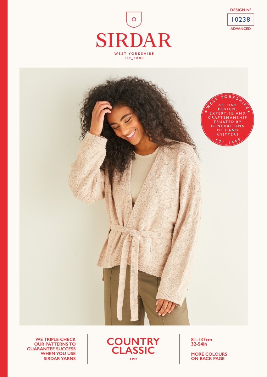 Sirdar 10238 Cardigan in Country Classic 4 Ply pattern cover