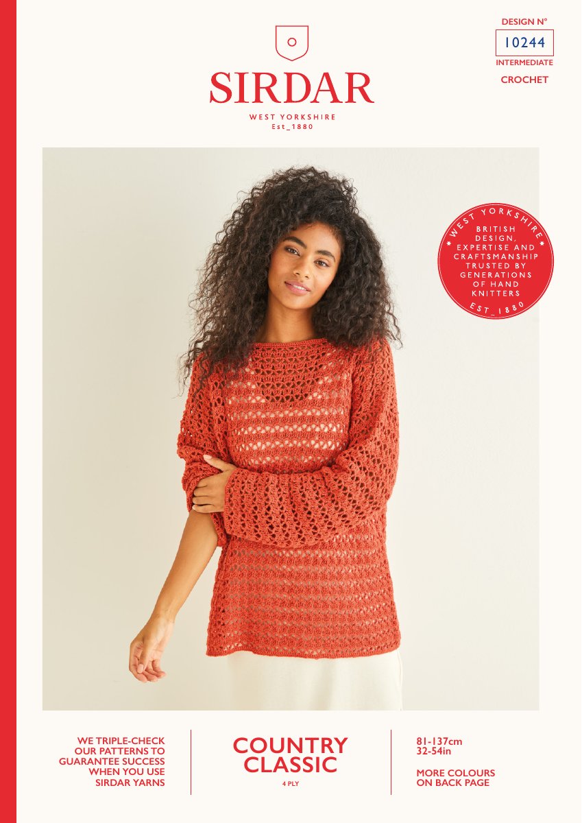 Sirdar 10244 Sweater in Country Classic 4 Ply pattern cover