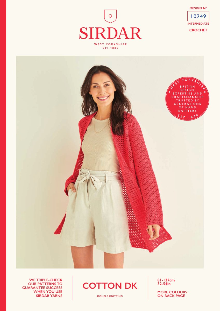Sirdar 10249 Cardigan in Cotton DK pattern cover