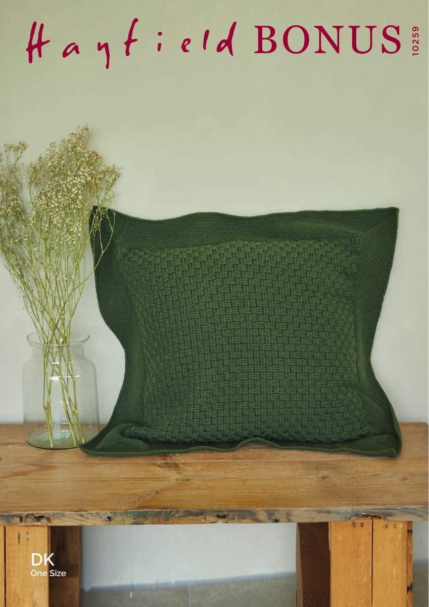 Hayfield 10259 Cushion in Bonus DK pattern cover