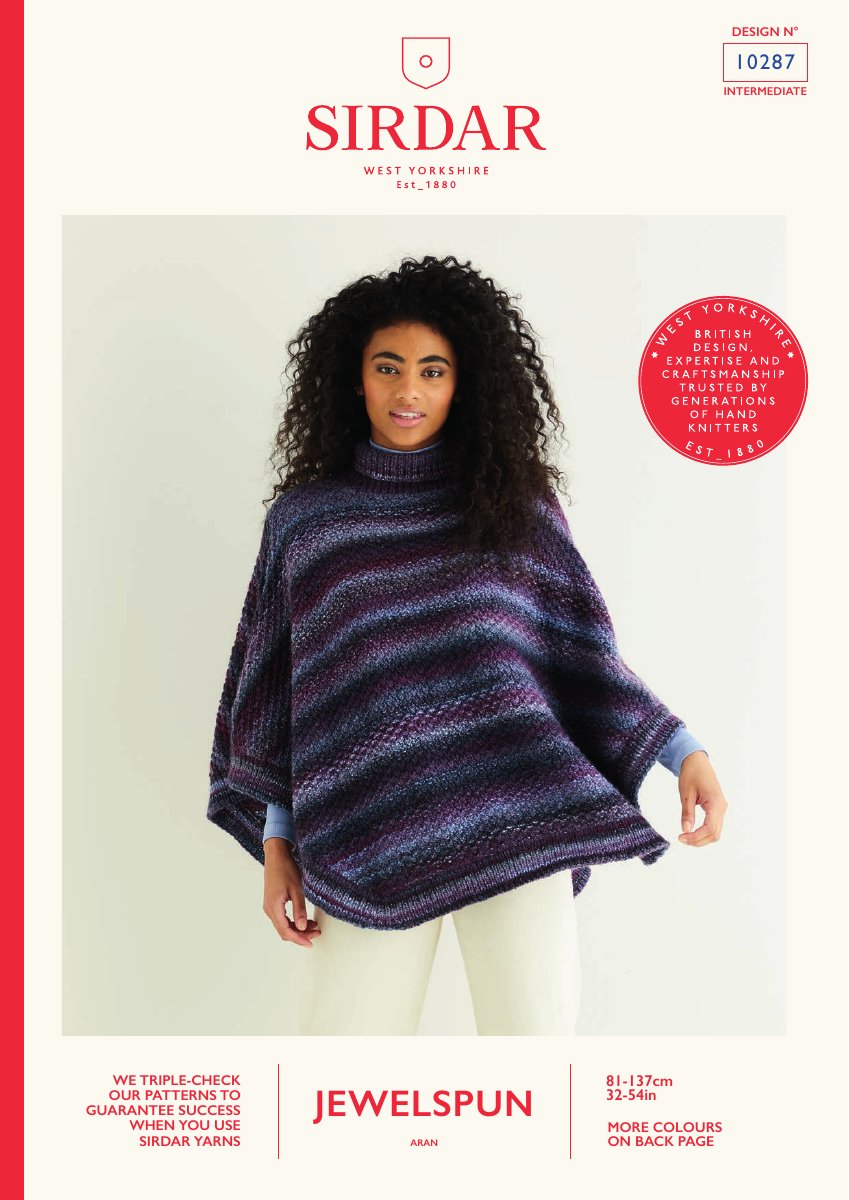 Sirdar 10287 Pattern in Jewelspun Aran pattern cover