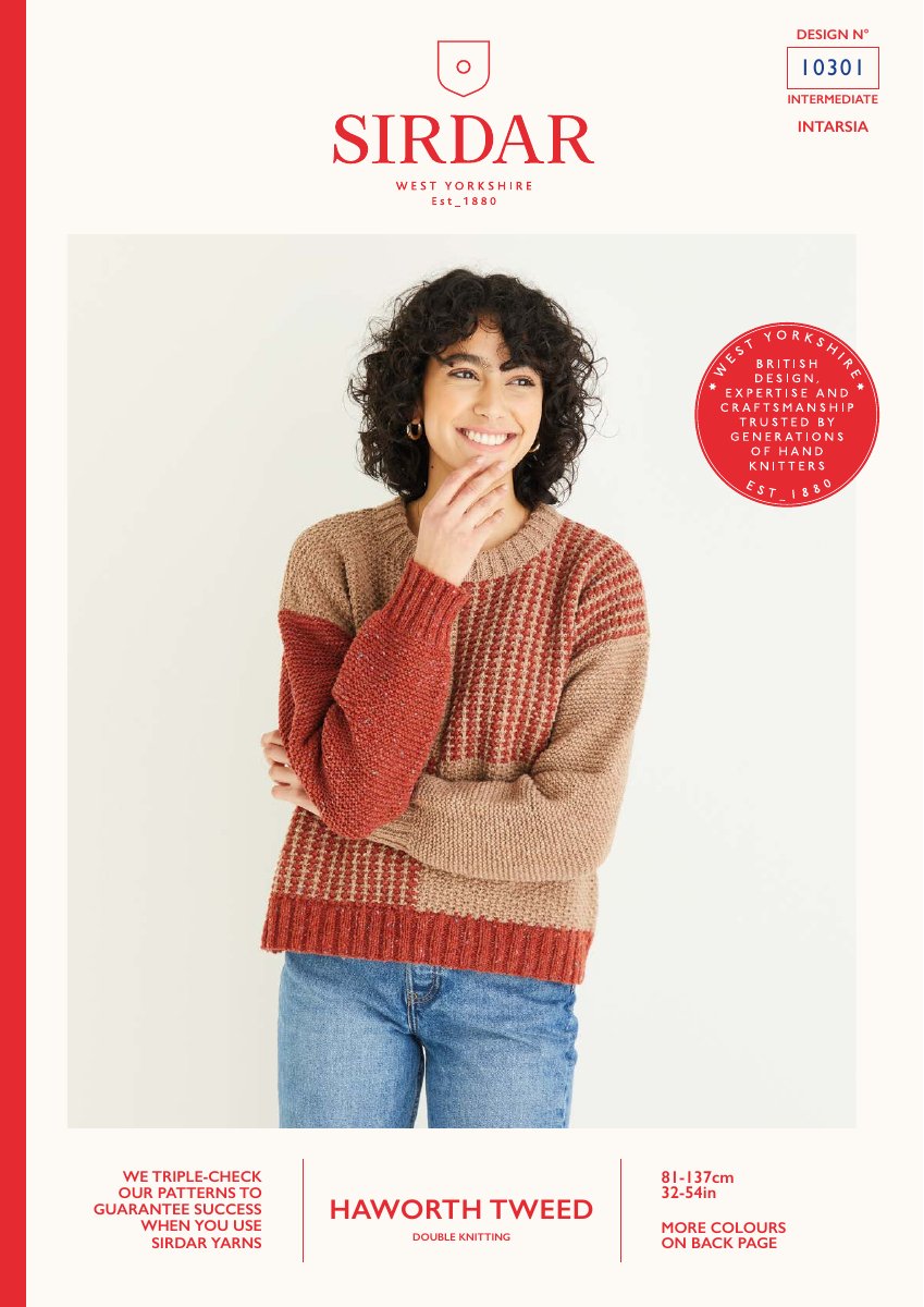 Sirdar 10301 Sweater in Haworth Tweed DK pattern cover