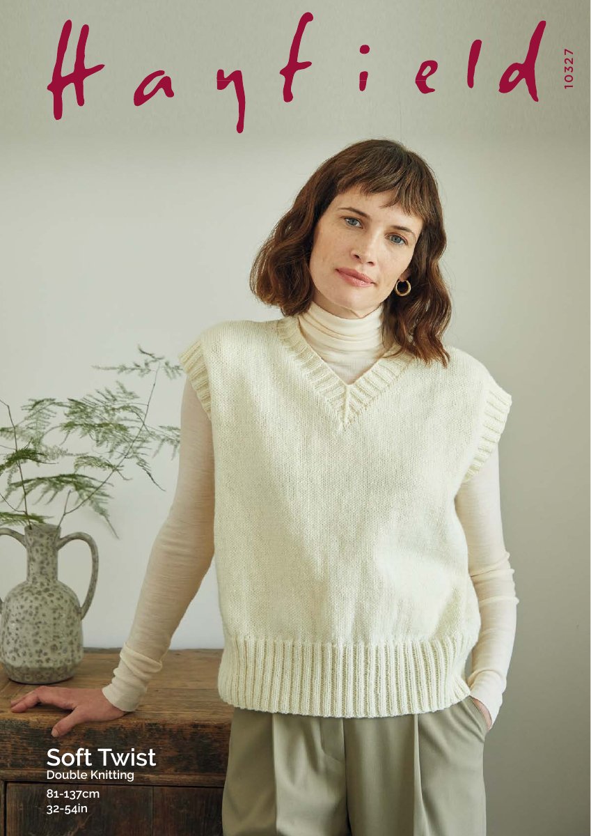 Hayfield 10327 Vest in Soft Twist DK pattern cover