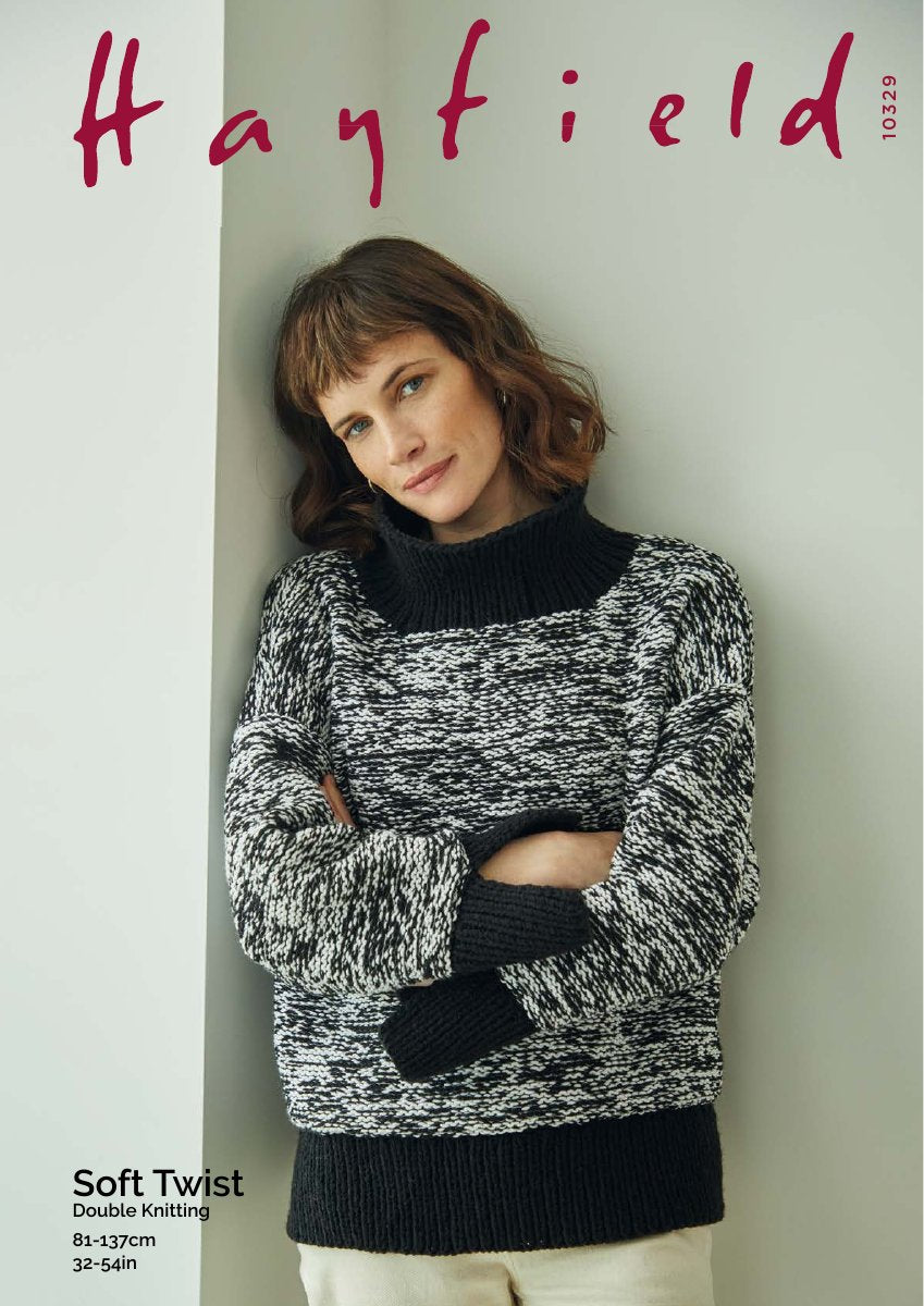 Hayfield 10329 Sweater in Soft Twist DK pattern cover