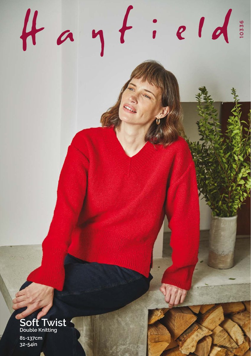 Hayfield 10336 Sweater in Soft Twist DK pattern cover