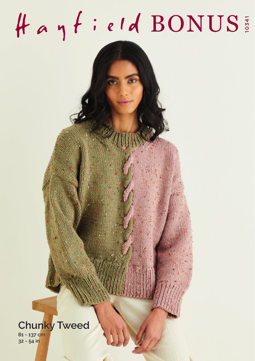 Hayfield 10341 Sweater in Bonus Chunky Tweed pattern cover