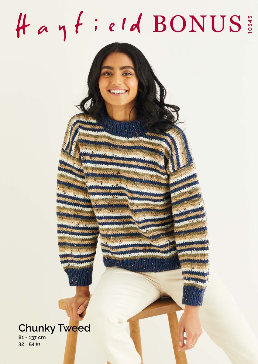 Hayfield 10343 Sweater in Bonus Chunky Tweed pattern cover