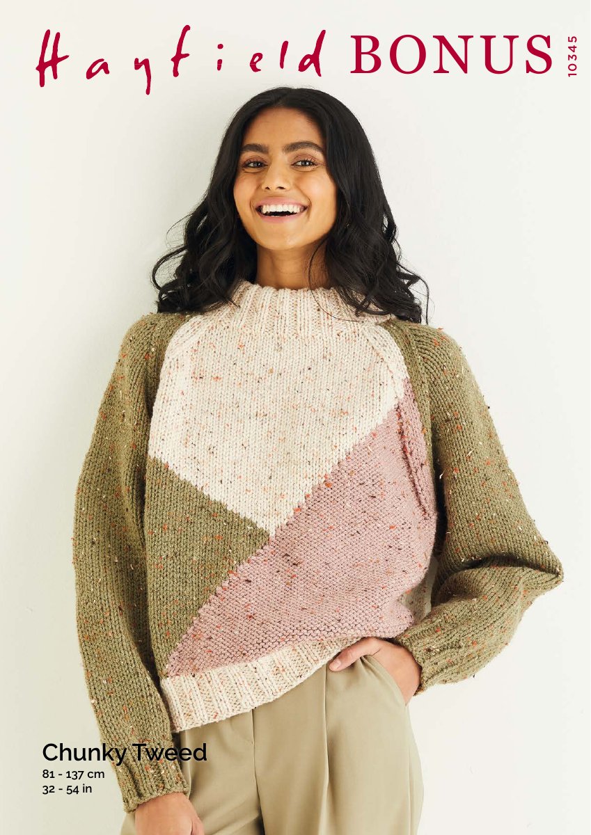 Hayfield 10345 Sweater in Bonus Chunky Tweed pattern cover