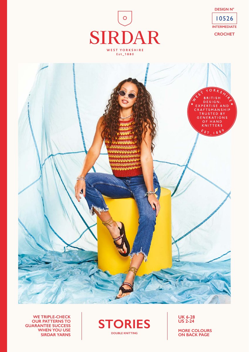 Sirdar 10526 Top in Stories DK pattern cover