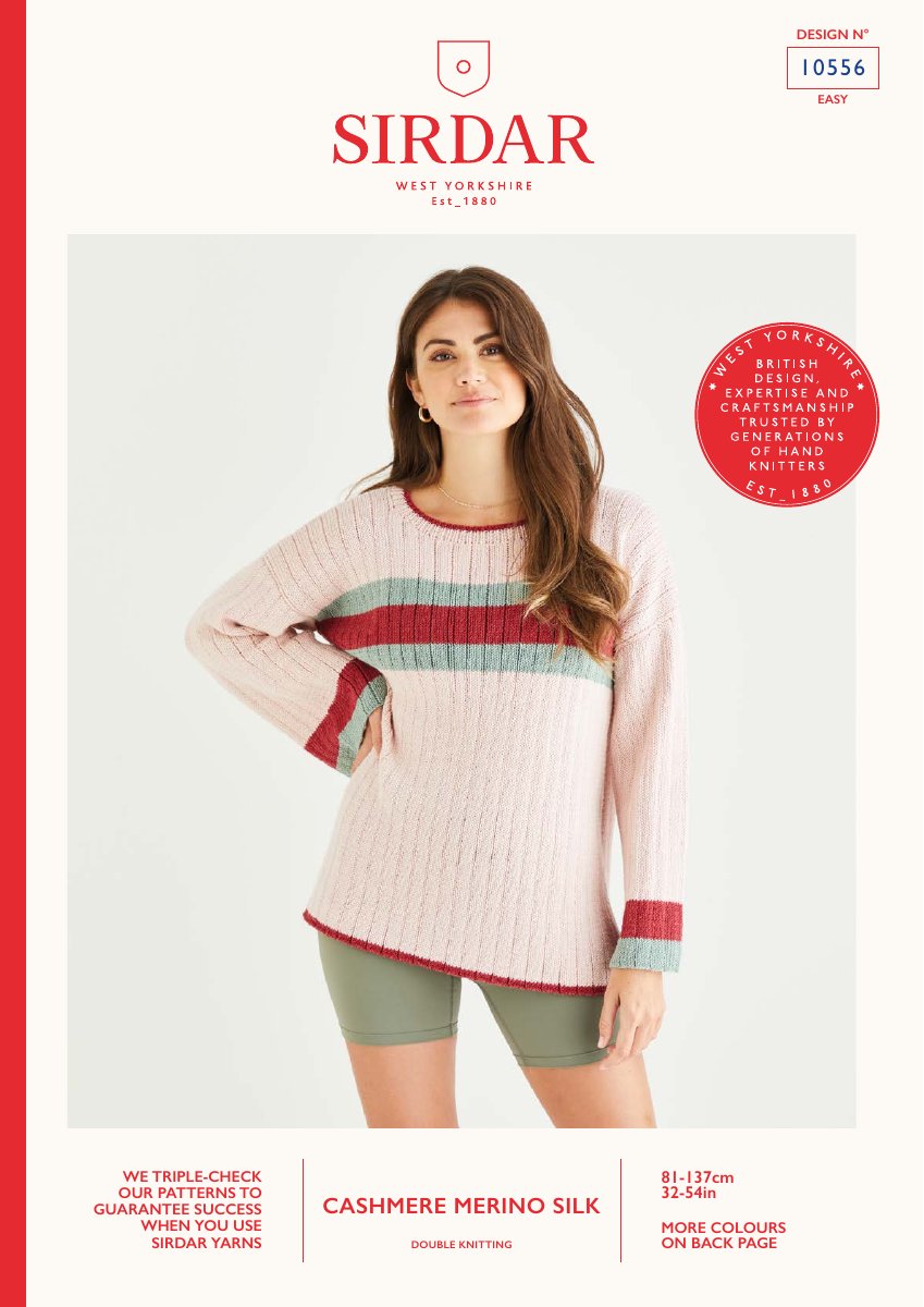 Sirdar 10556 Pattern in Cashmere Merino Silk DK pattern cover