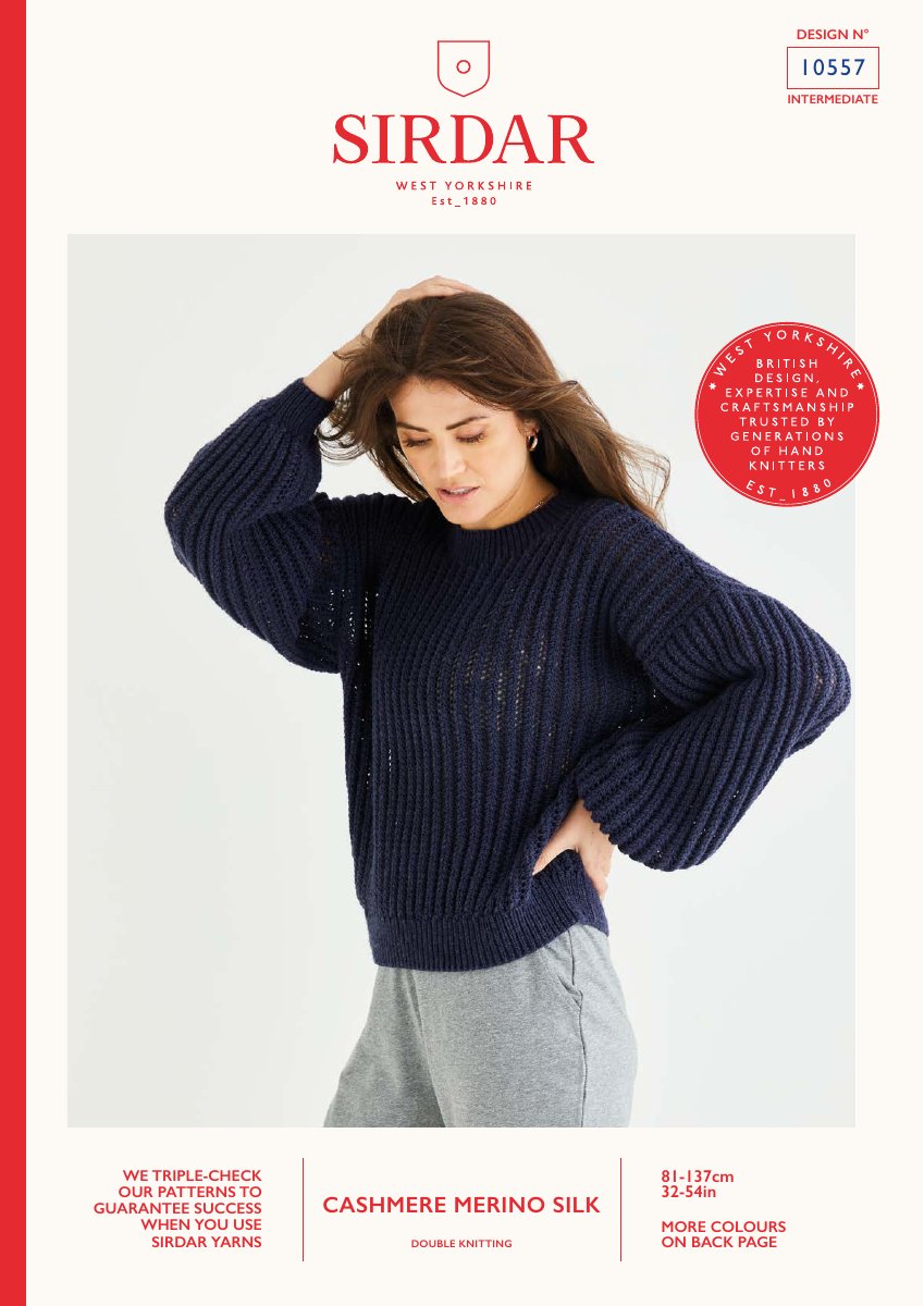 Sirdar 10557 Sweater in Cashmere Merino Silk DK pattern cover