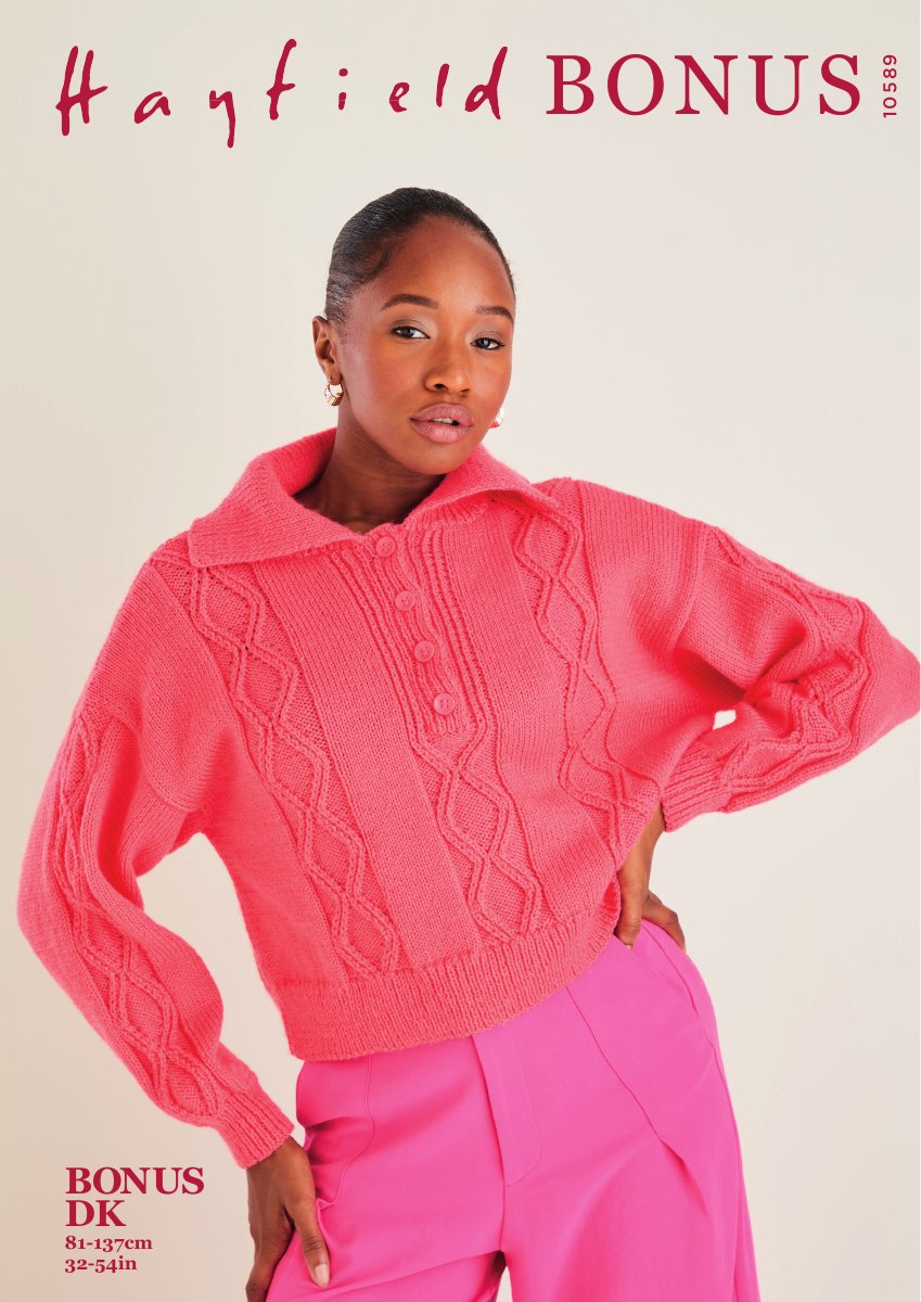 Hayfield 10589 Sweater in Bonus DK pattern cover