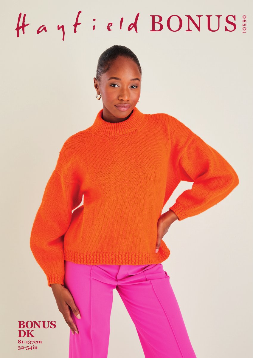 Hayfield 10590 Sweater in Bonus DK pattern cover
