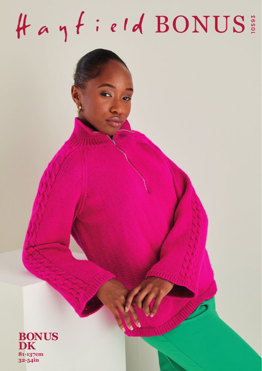 Hayfield 10593 Sweater in Bonus DK pattern cover