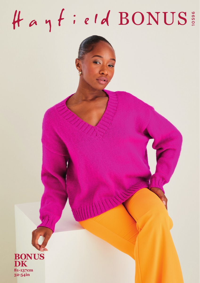 Hayfield 10596 Sweater in Bonus DK pattern cover