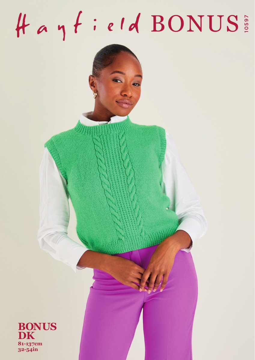 Hayfield 10597 Vest in Bonus DK pattern cover