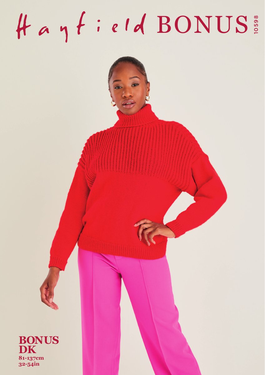 Hayfield 10598 Sweater in Bonus DK pattern cover