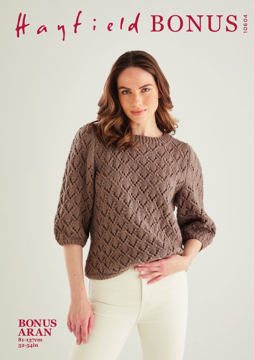 Hayfield 10604 Top in Bonus Aran pattern cover