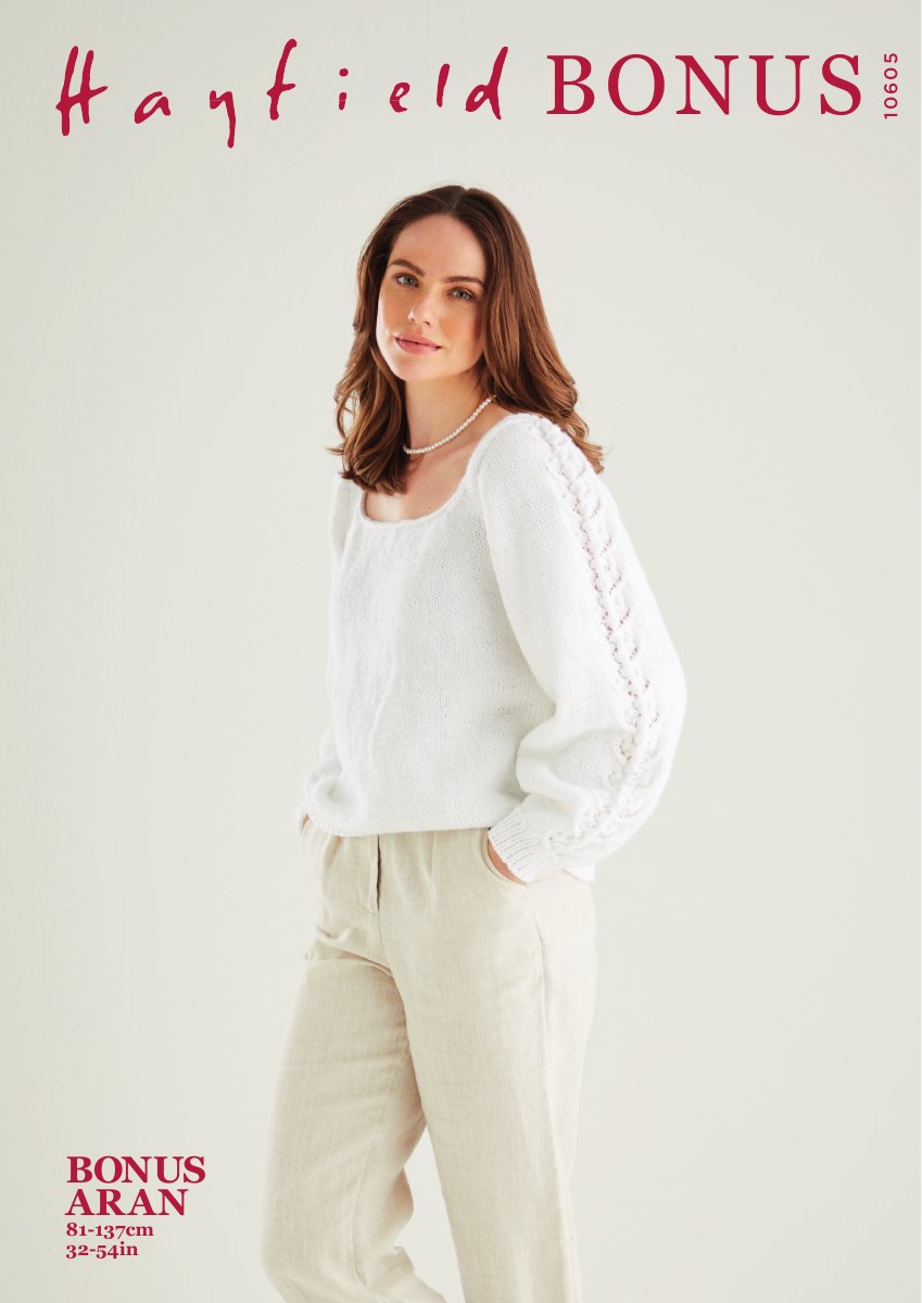 Hayfield 10605 Top in Bonus Aran pattern cover