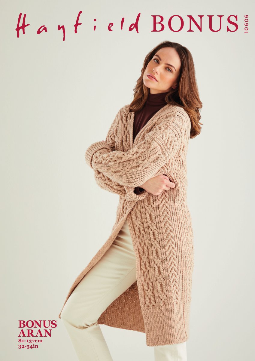 Hayfield 10606 Cardigan in Bonus Aran pattern cover