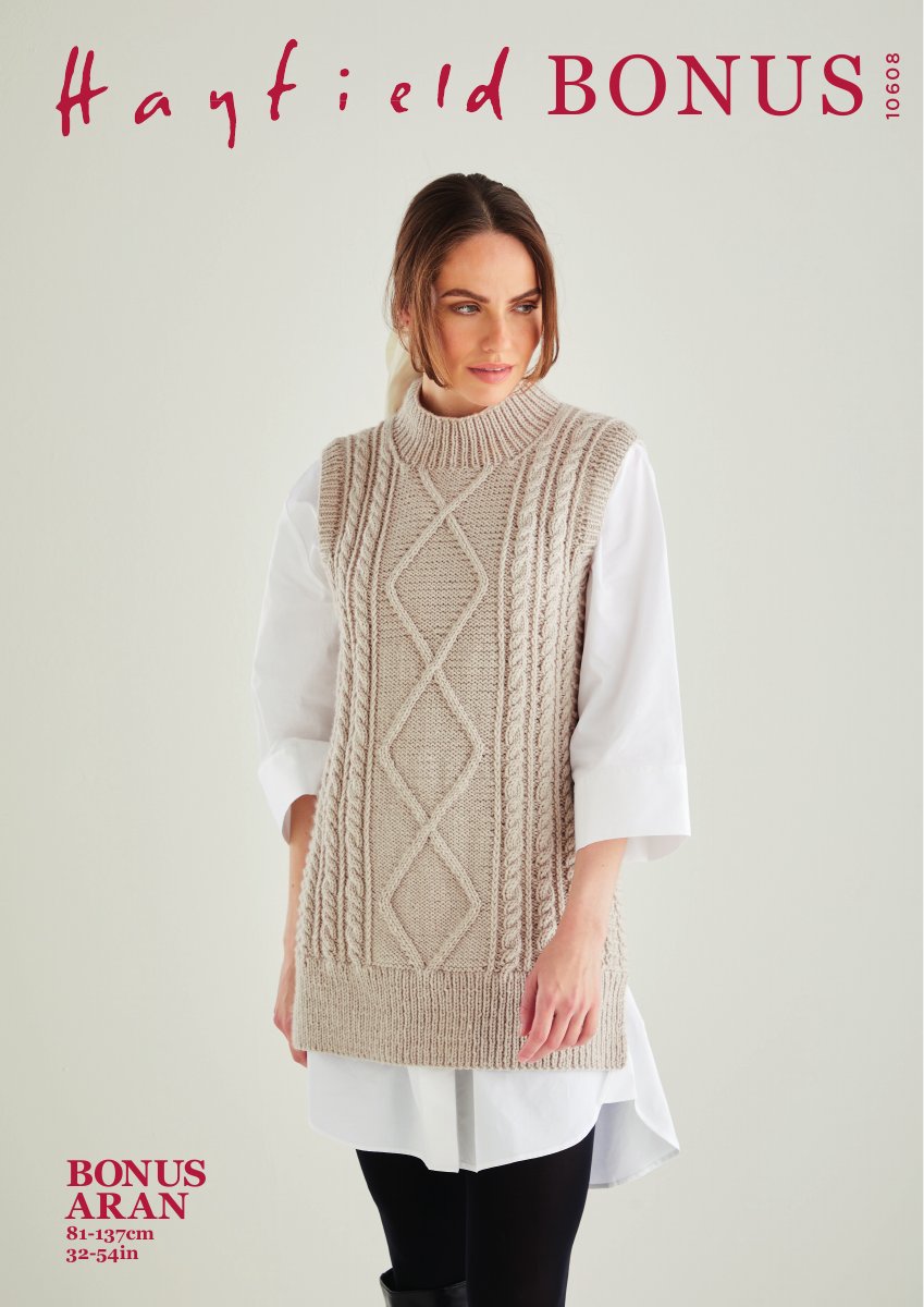 Hayfield 10608 Tunic in Bonus Aran pattern cover